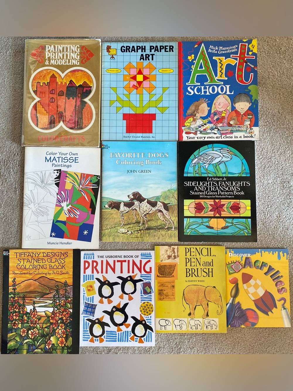 Lot 10 Arts & crafts Coloring Painting Books Kids Children's K-4 Elementary Age
